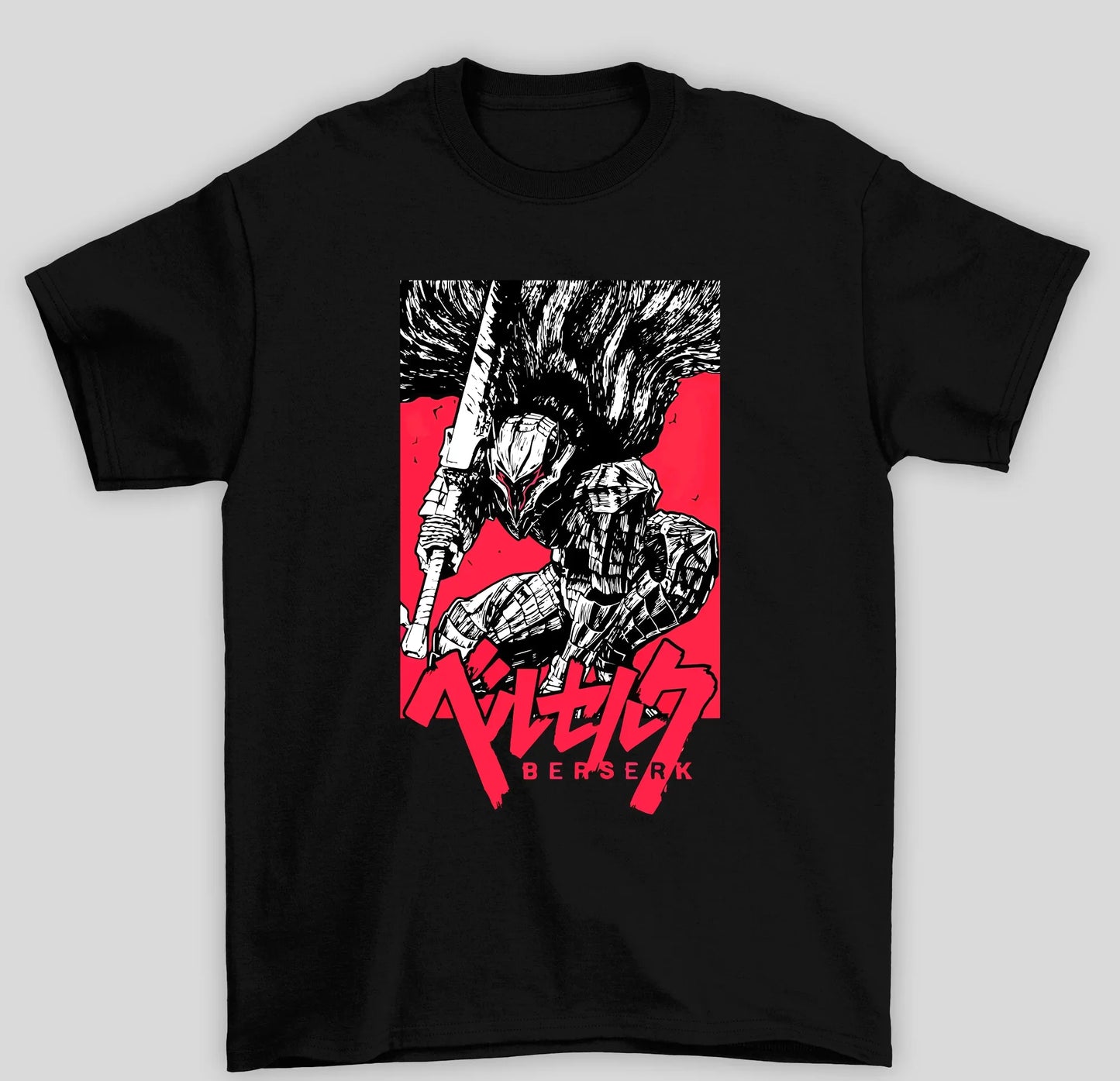Camiseta Básica Unissex Berserk Guts Manga Anime- PRETO