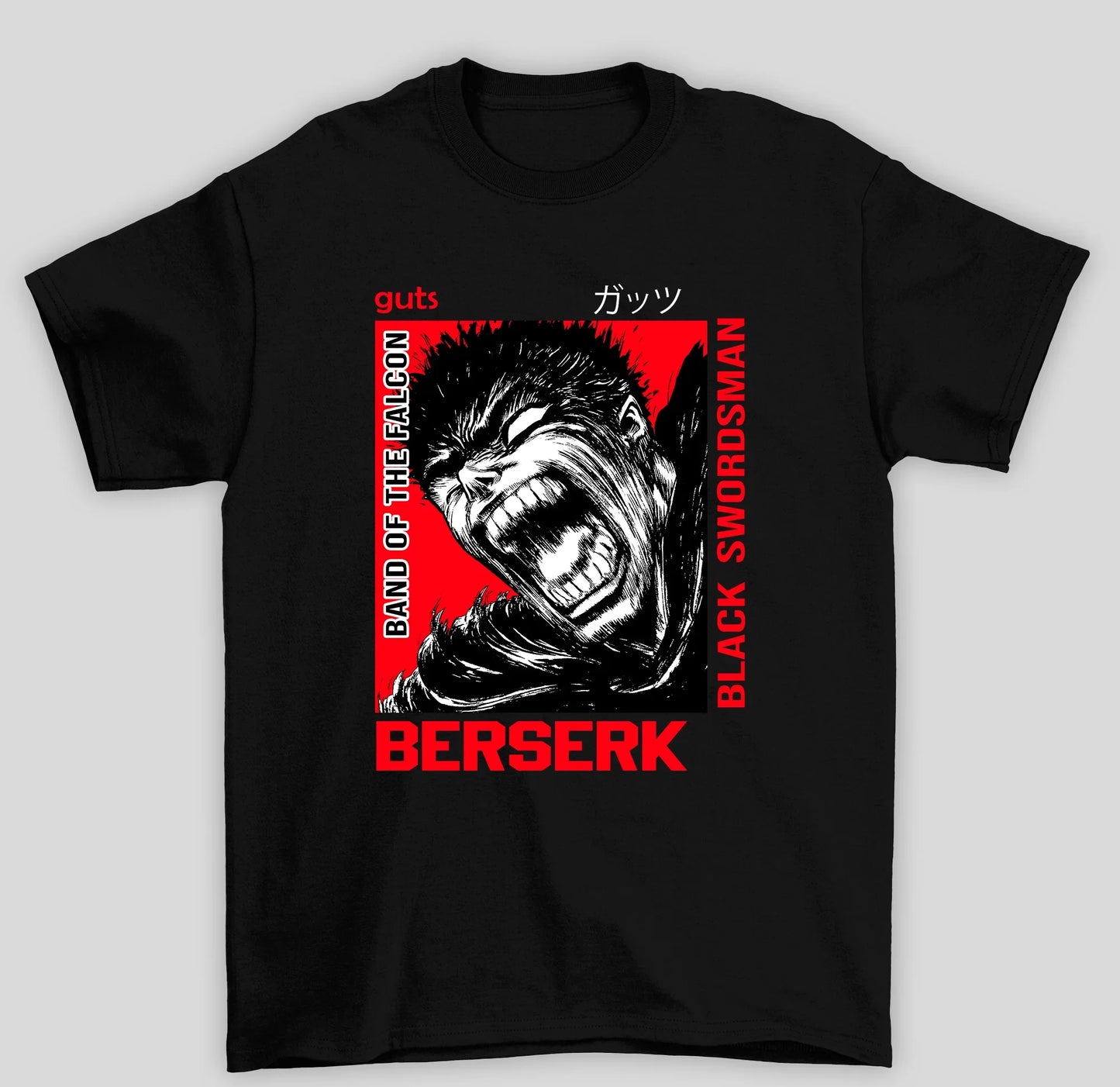 Camiseta Básica Unissex Berserk Black Swordsman Guts- PRETO