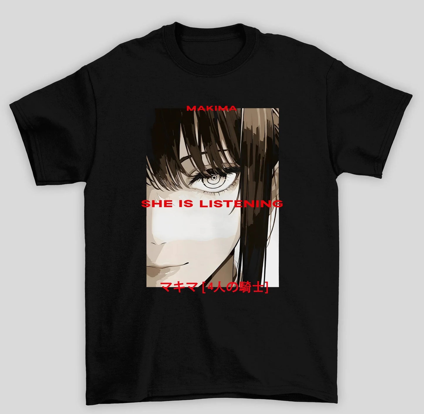 Camiseta Básica Unissex Chainsaw Man Makima She Is Listening