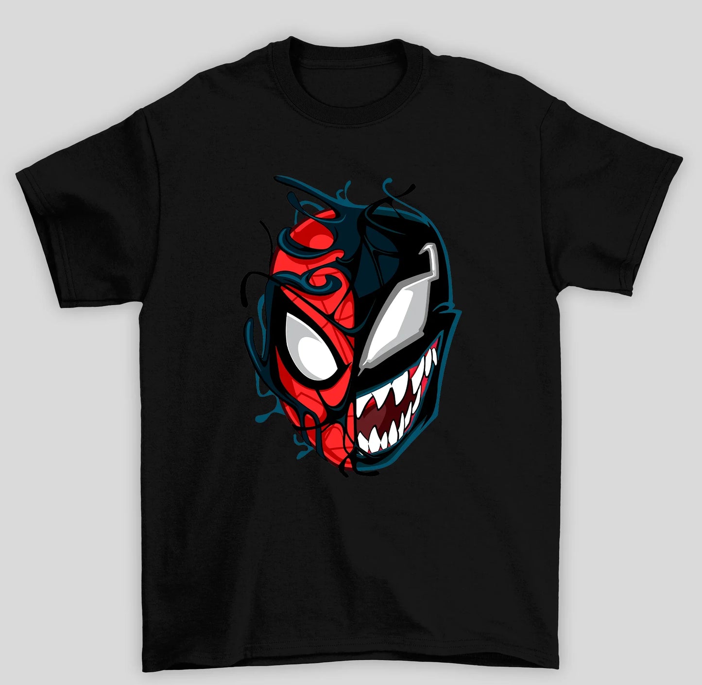 Camiseta Básica Unissex Venom & Homem Aranha- preto