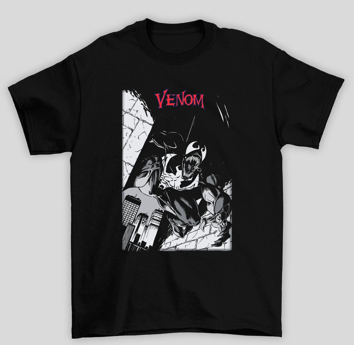 Camiseta Básica Unissex Venom HQ Cidade- preto