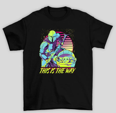 Camiseta Básica Unissex The Mandalorian This Is The Way Vaporwave