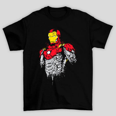 Camiseta Básica Unissex Homem de Ferro Grafite Spray