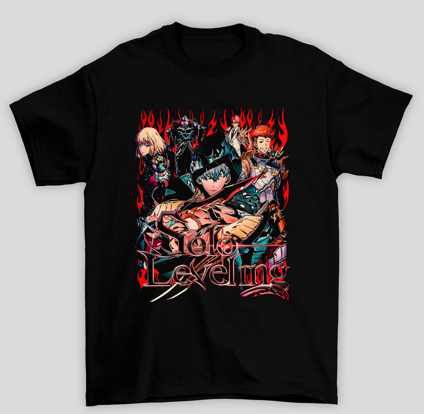 Camiseta Básica Unissex Solo Leveling Personagens