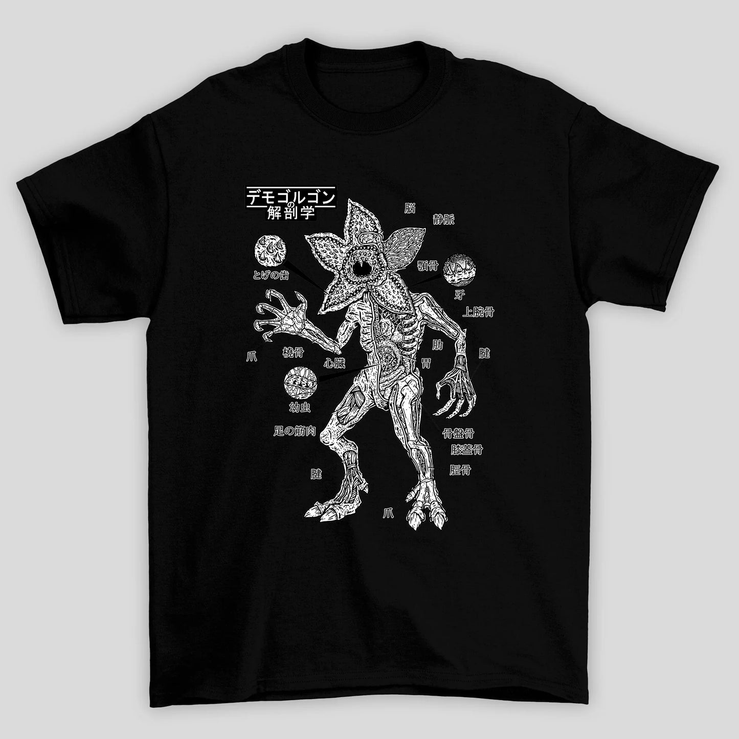 Camiseta Básica Unissex Anatomia Demodog Japones Stranger Things