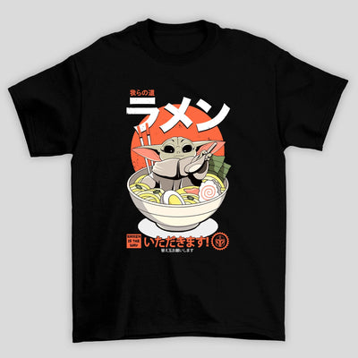Camiseta Básica Unissex Ramen Baby Yoda Mandalorian Kanji