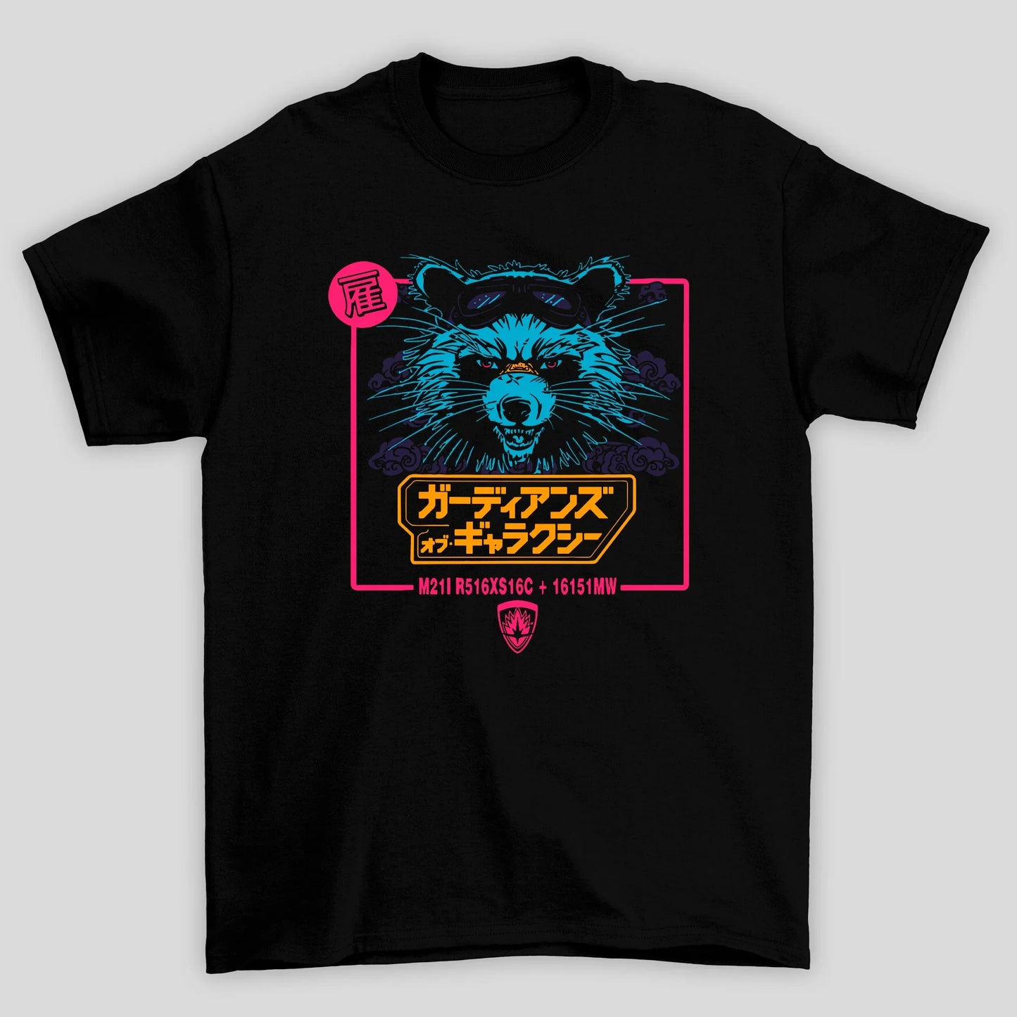 Camiseta Básica Unissex Rocket Racoon Kanji Guardioes Da Galaxia