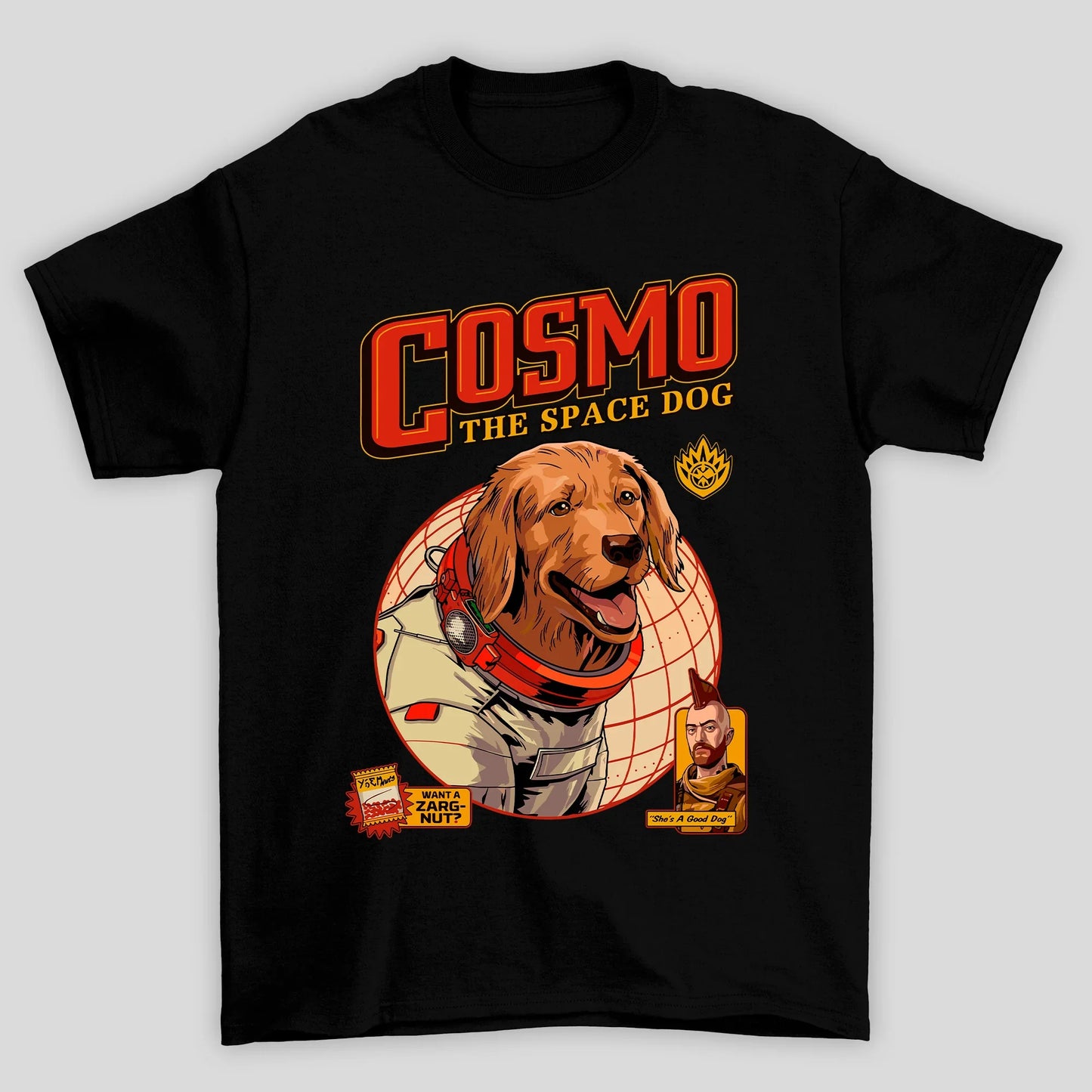 Camiseta Básica Unissex Cosmo The Space Dog Guardioes Da Galaxia