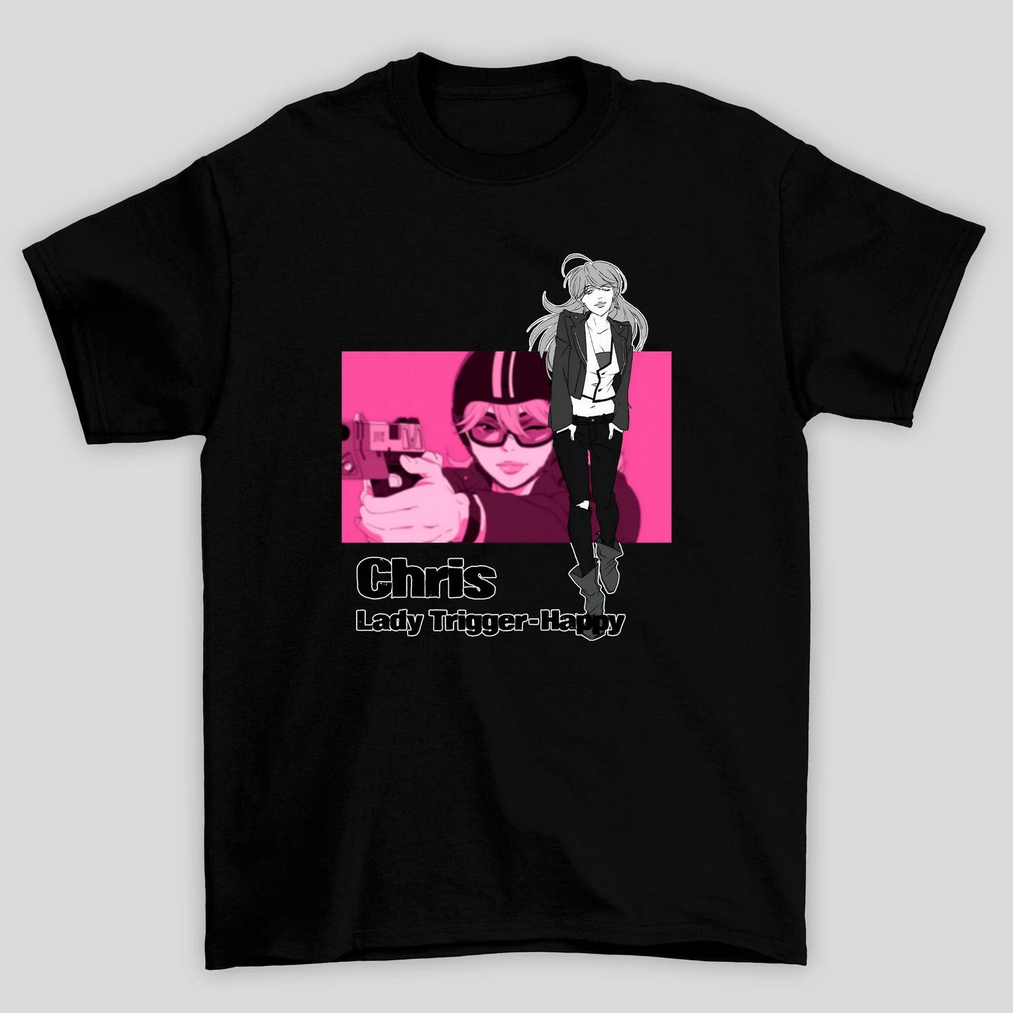 Camiseta Básica Unissex Chris Lady Trigger-Happy Lazarus
