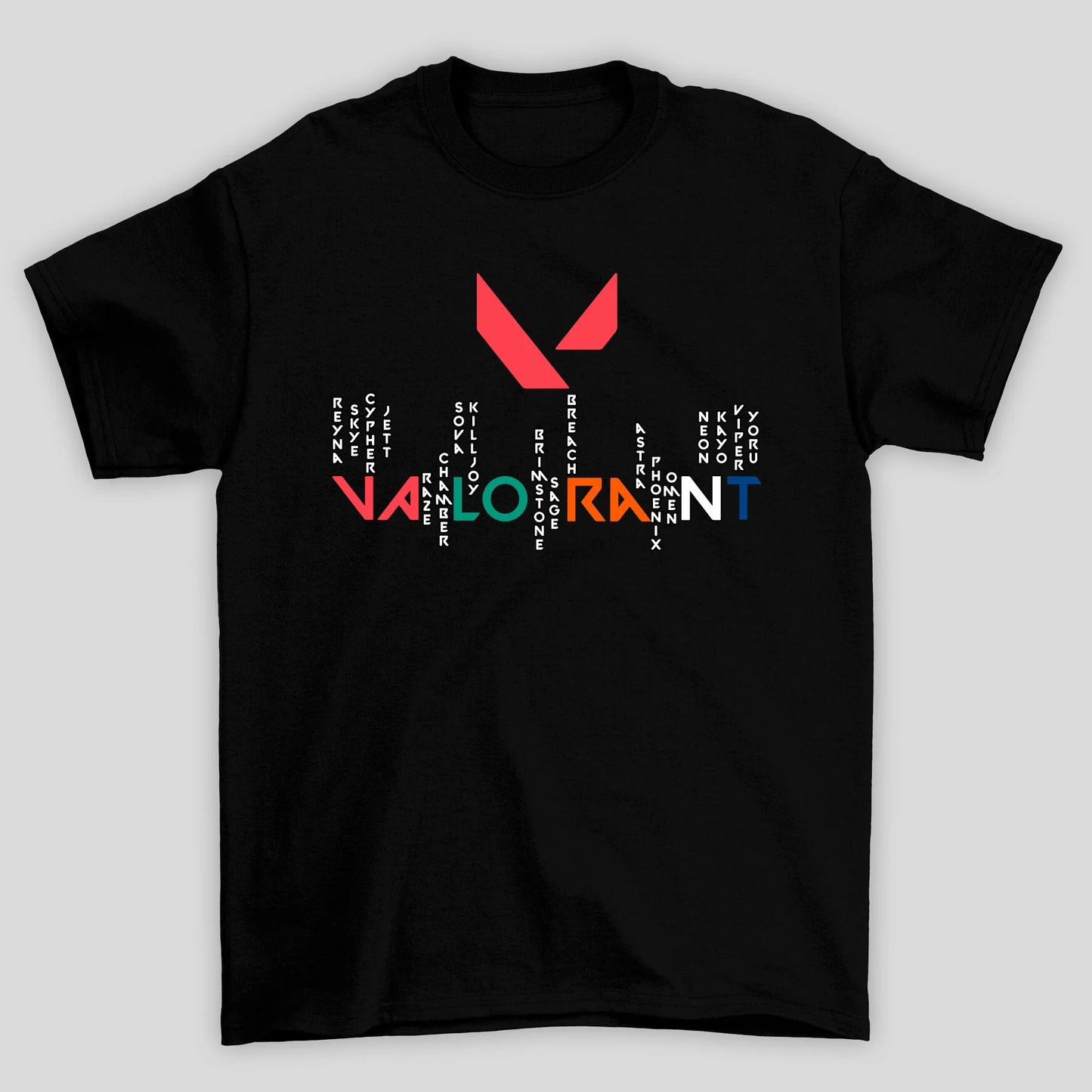 Camiseta Básica Unissex Nomes Logo Valorant
