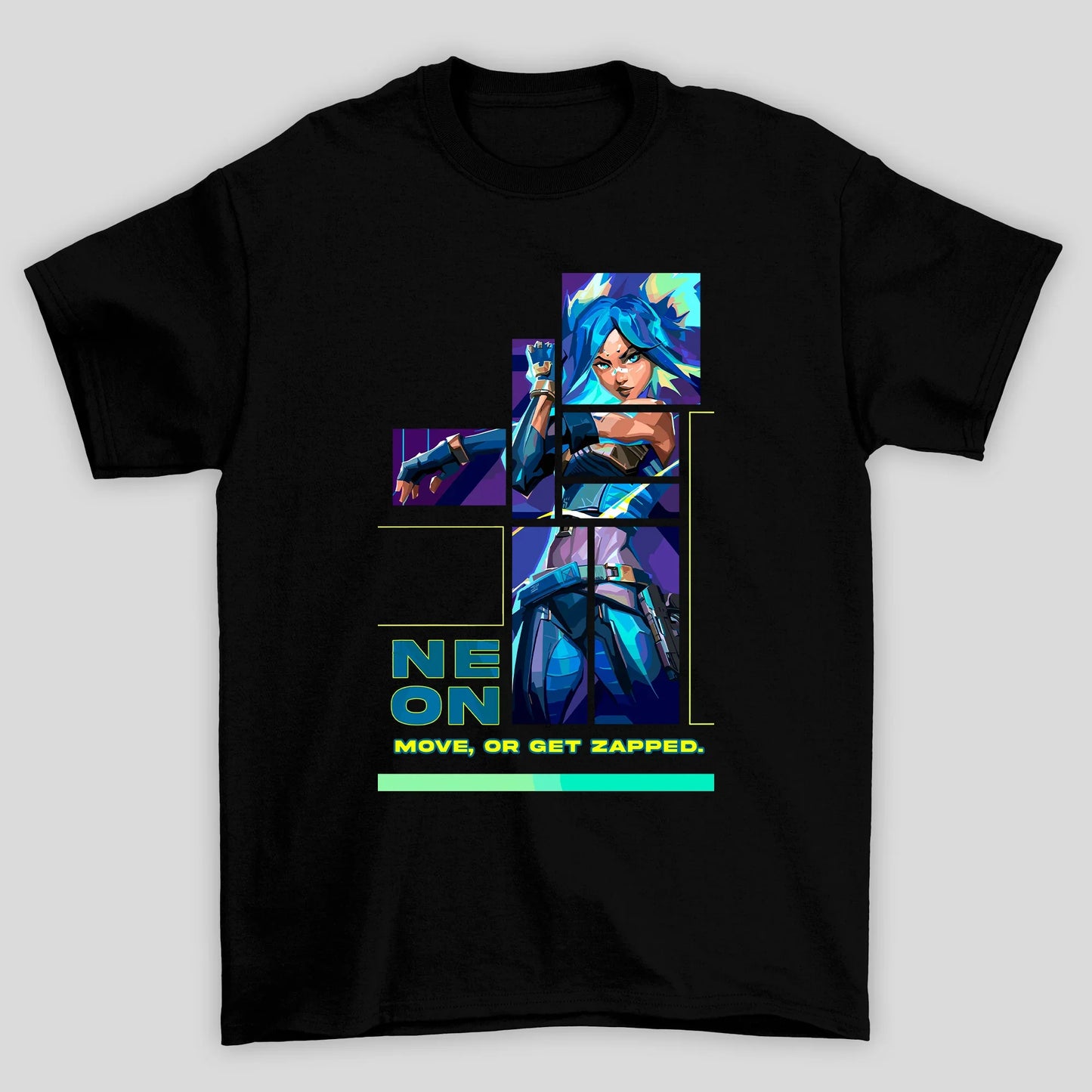 Camiseta Básica Unissex Neon Quadrados Valorant