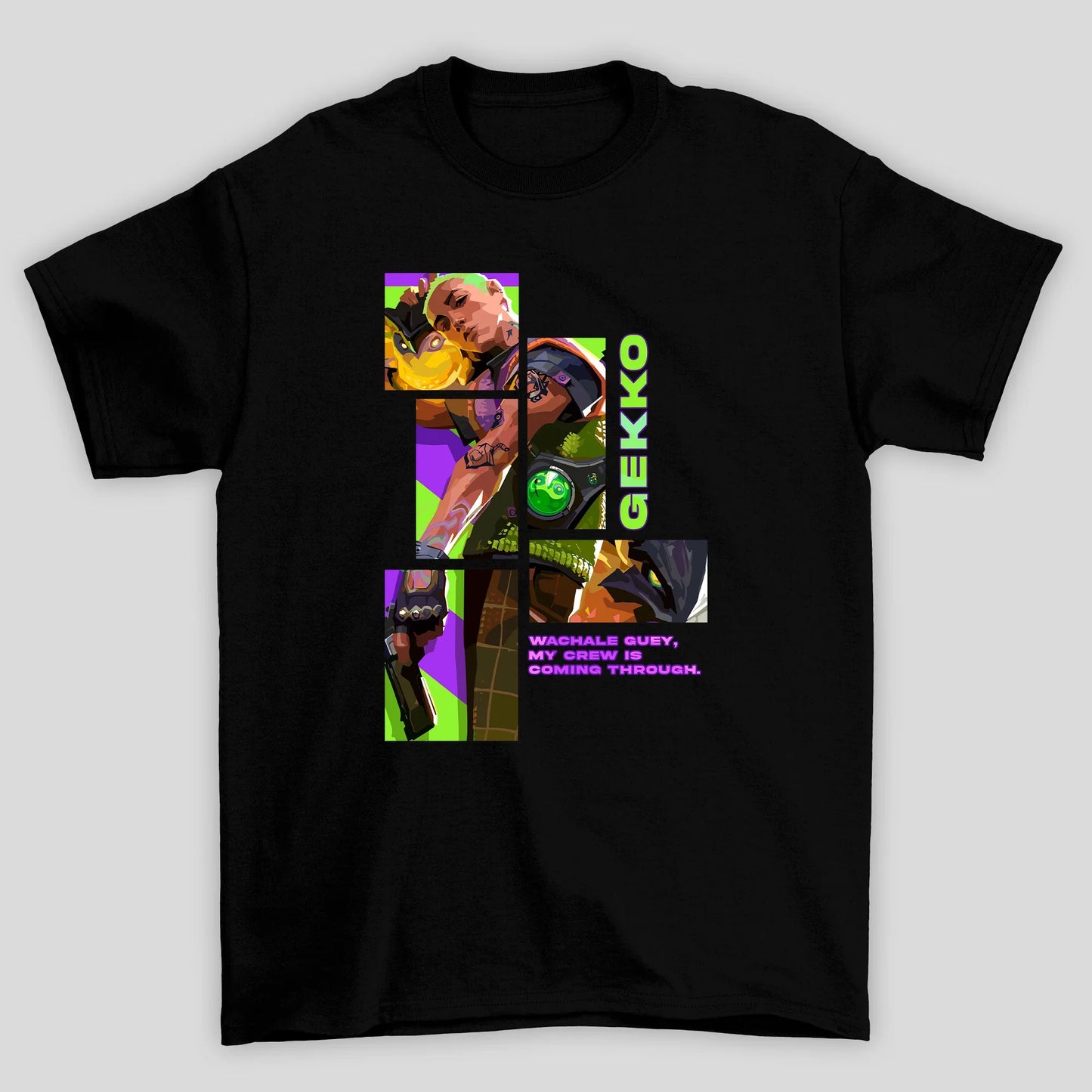 Camiseta Básica Unissex Gekko Quadrados Valorant
