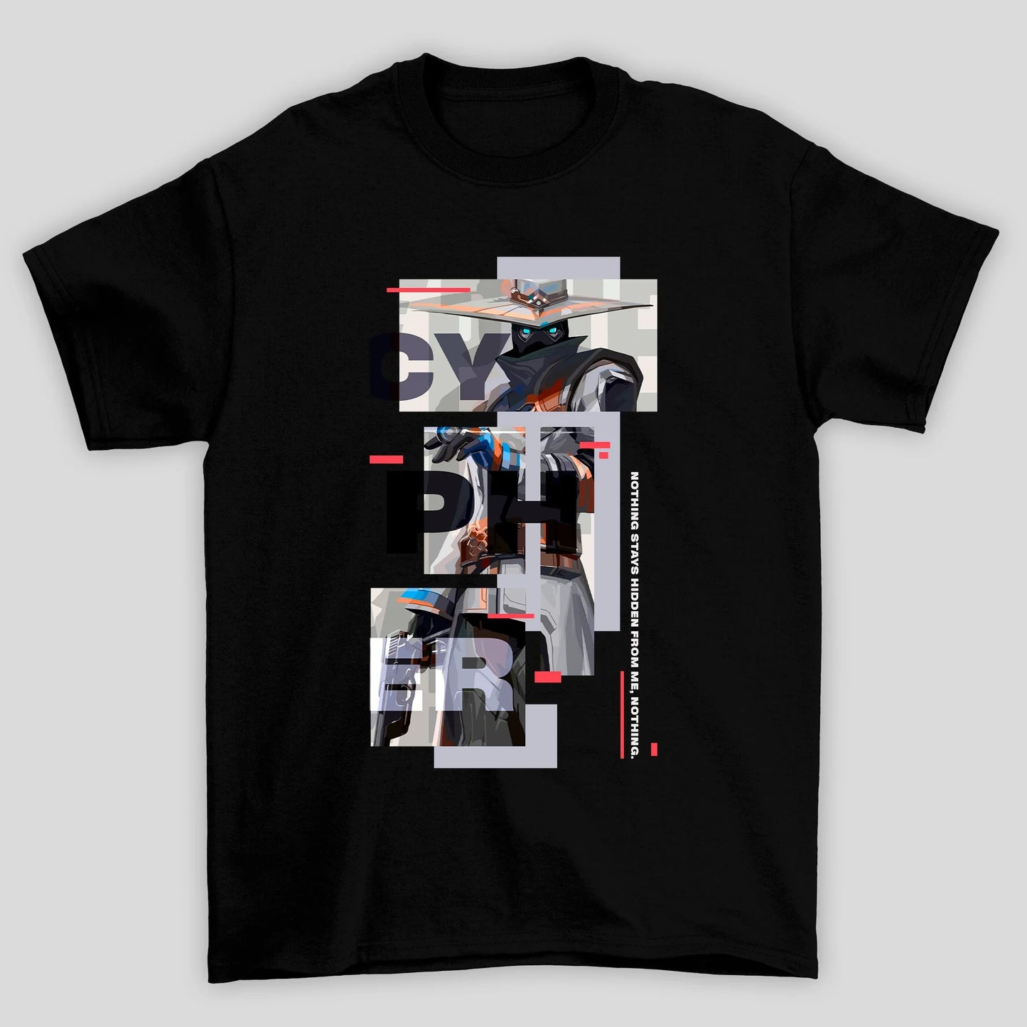 Camiseta Básica Unissex Cypher Quadrados Valorant