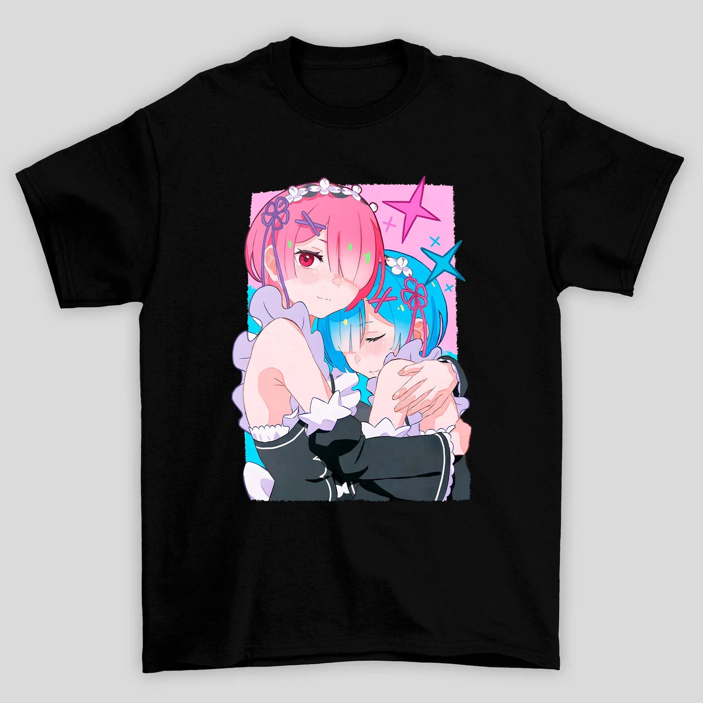 Camiseta Básica Unissex Rem E Ram Abraço Re Zero