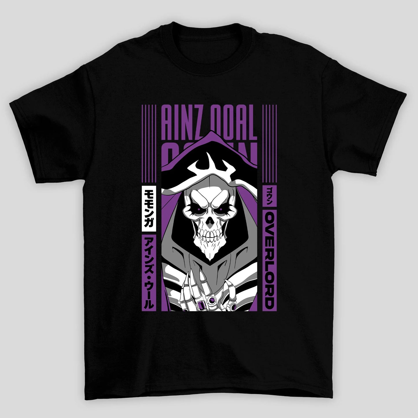 Camiseta Básica Unissex Overlord Ainz Rosto Kanji