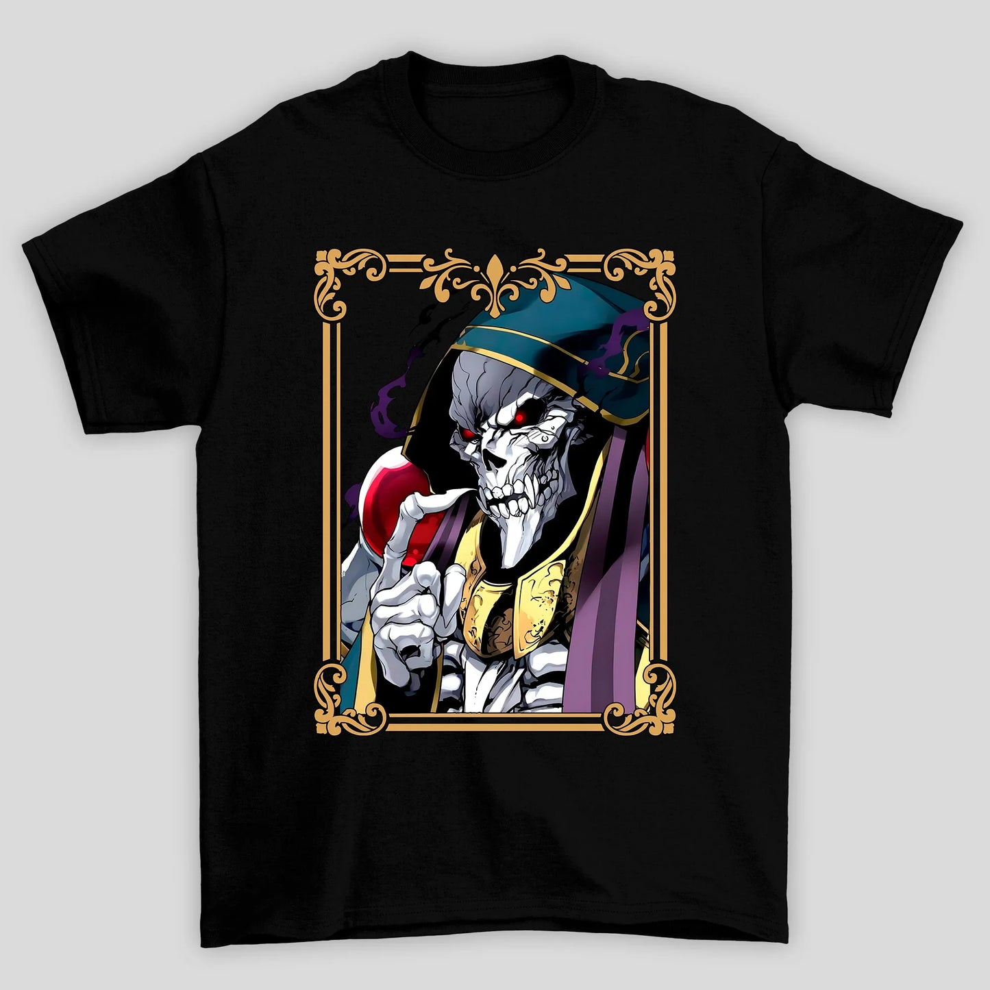 Camiseta Básica Unissex Overlord Ainz Rosto Moldura