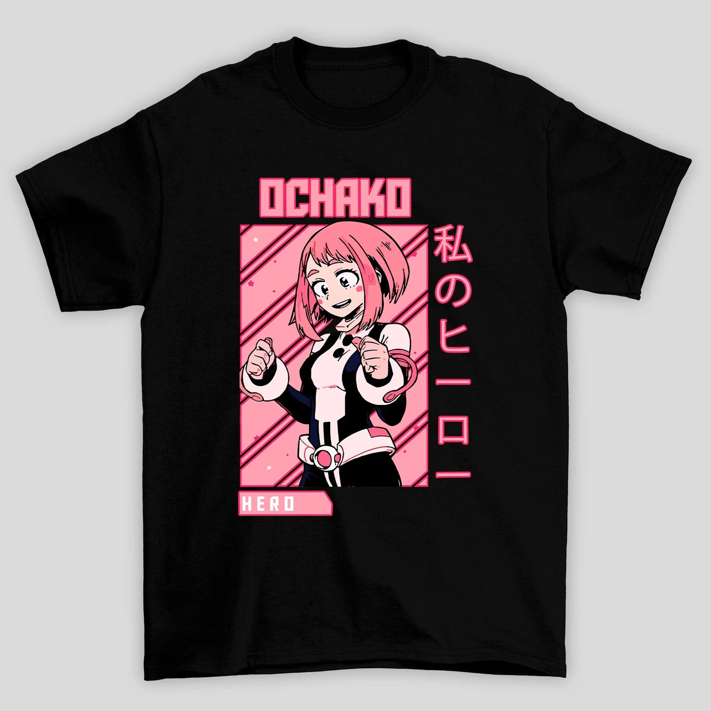 Camiseta Básica Unissex Ochoko Uraraka Kanji Boku No Hero