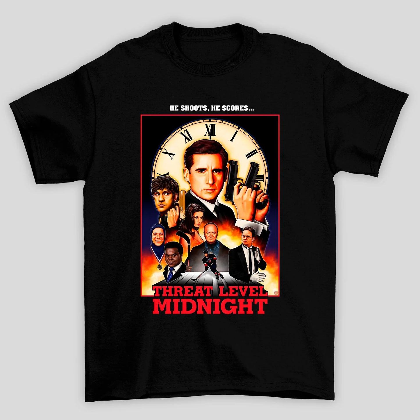 Camiseta Básica Unissex The Office Threat Level Midnight