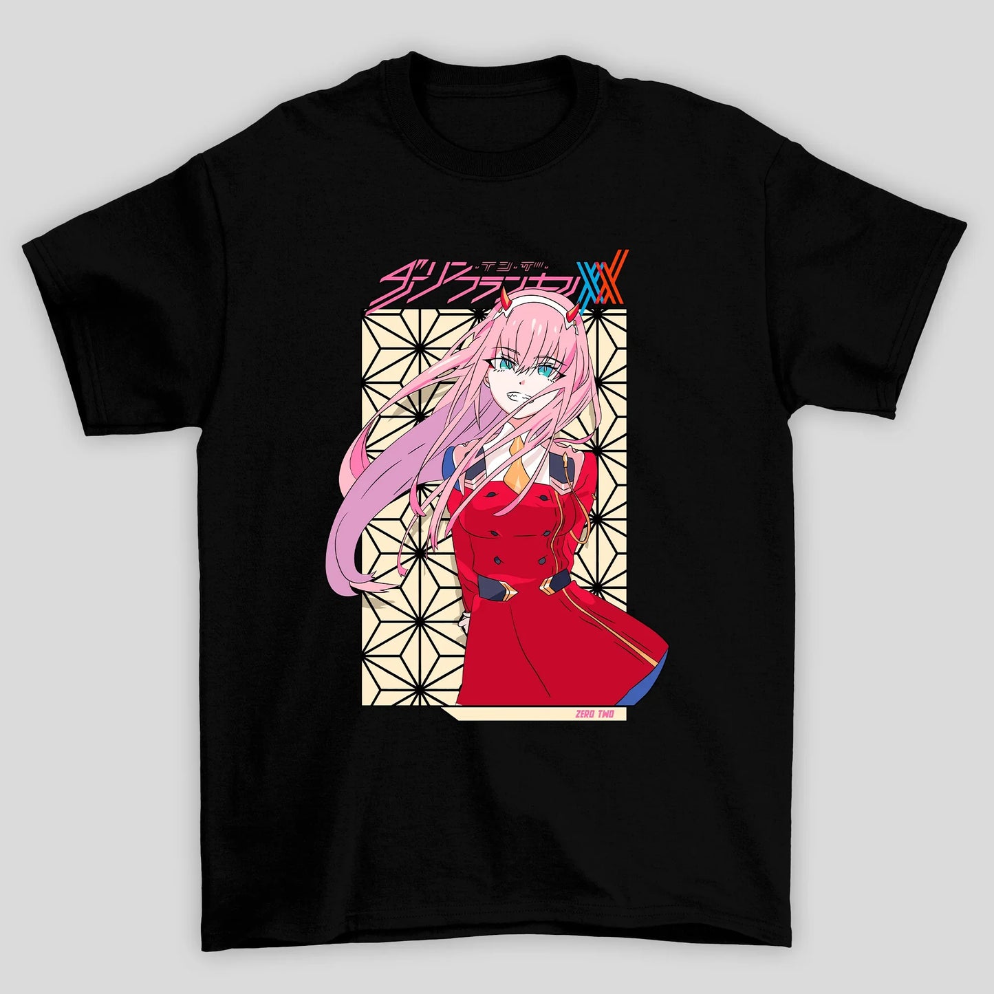 Camiseta Básica Unissex Zero Two Sorriso Kanji Darling In The Franxx