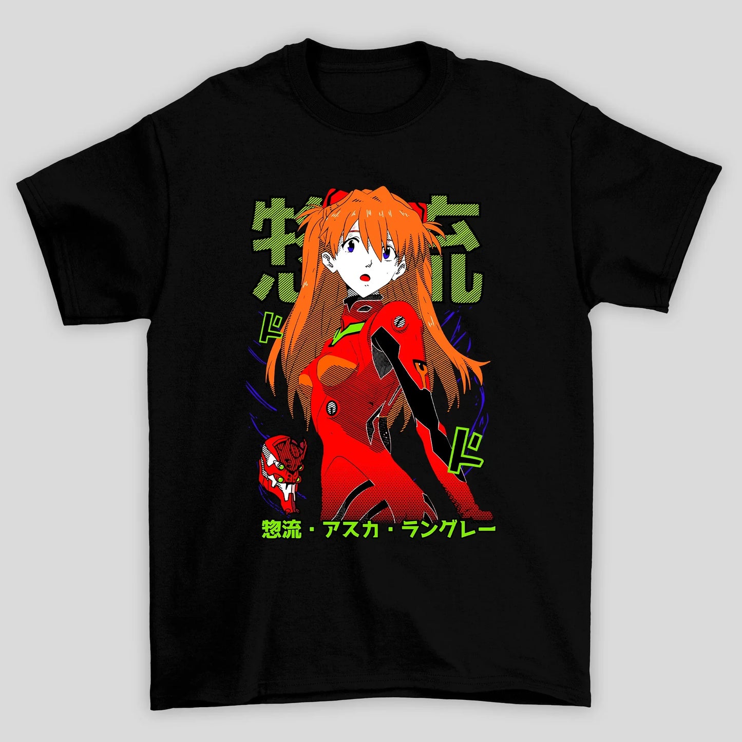 Camiseta Básica Unissex Asuka Kanji Verde Evangelion