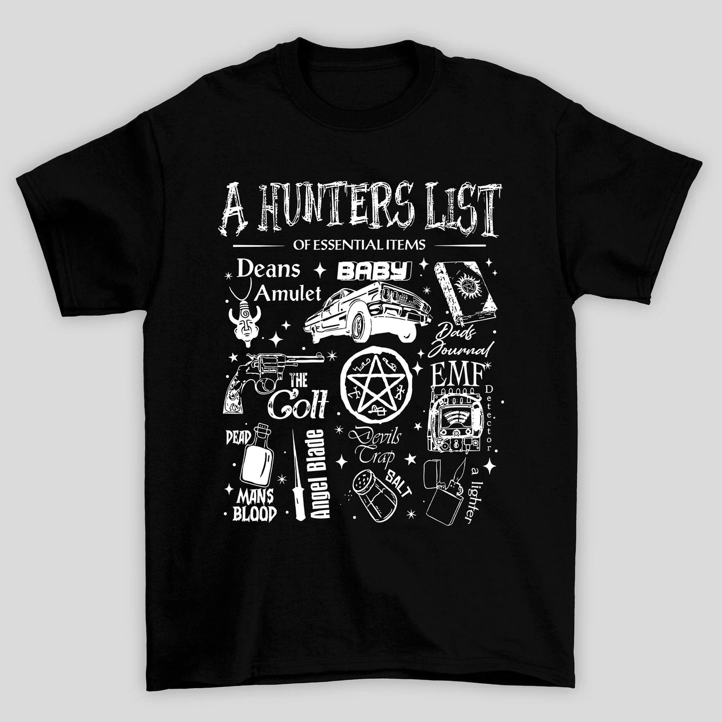 Camiseta Básica Unissex A Hunters List Supernatural
