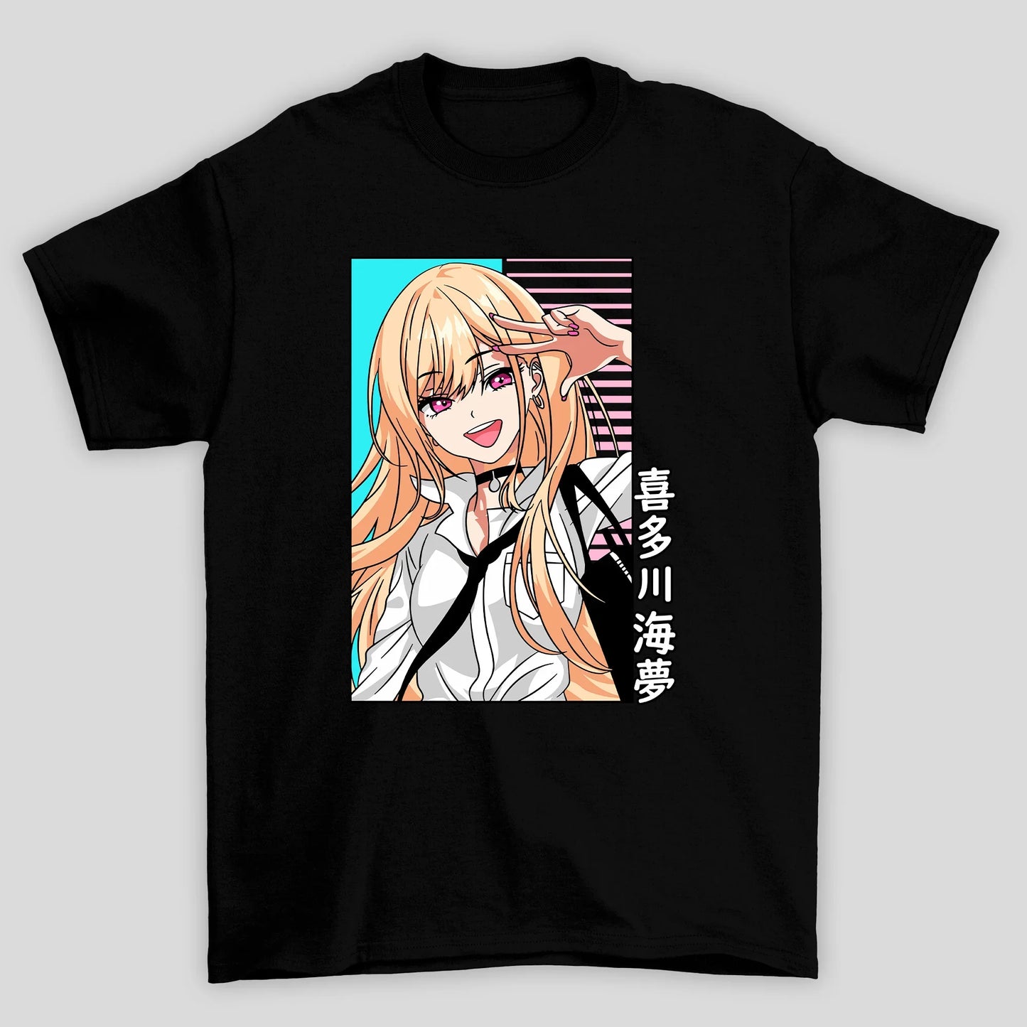 Camiseta Básica Unissex Marin Kanji Colorido My Dress Up Darling