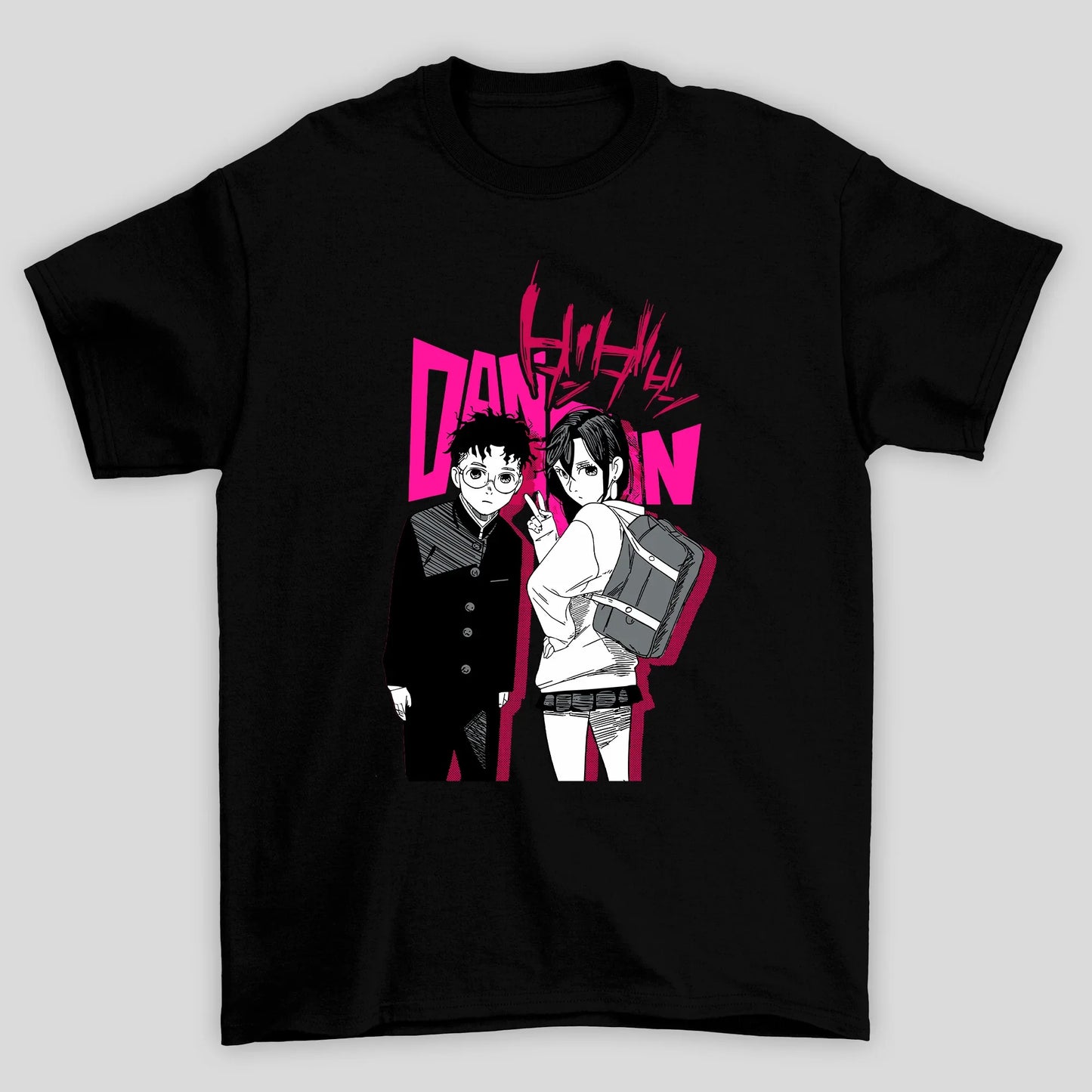 Camiseta Básica Unissex Okarun e Momo Ayase Manga Dandadan