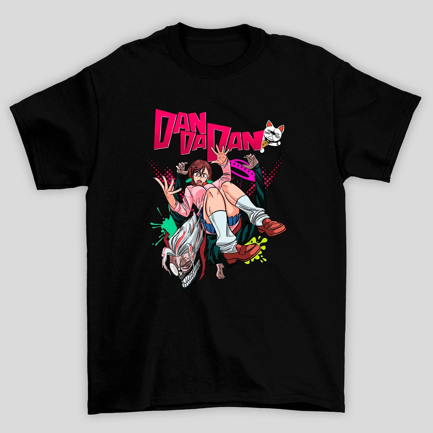 Camiseta Básica Unissex Okarun e Momo Ayase Tinta Dandadan