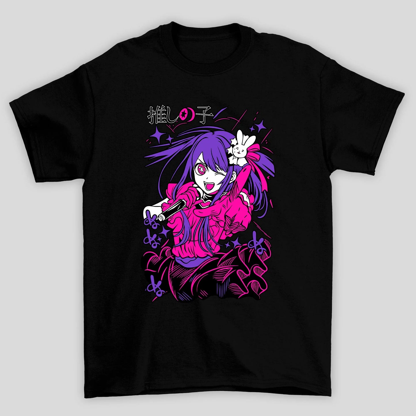 Camiseta Básica Unissex Ai Hoshino Piscando Oshi No Ko
