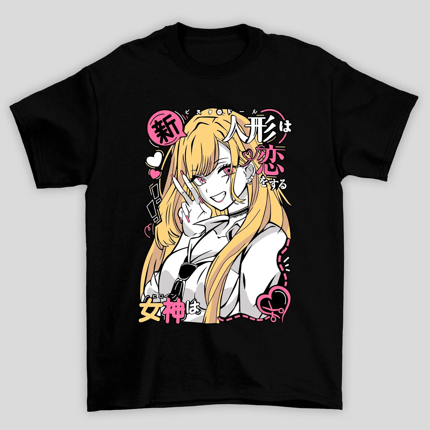 Camiseta Básica Unissex Marin Kanji Coração Darling My Dress Up Darling