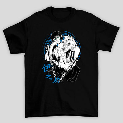Camiseta Básica Unissex Demon Slayer Inosuke Sem Mascara Kani