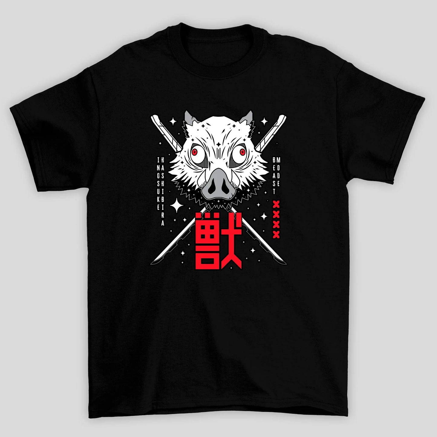 Camiseta Básica Unissex Demon Slayer Inosuke Mascara Kanji