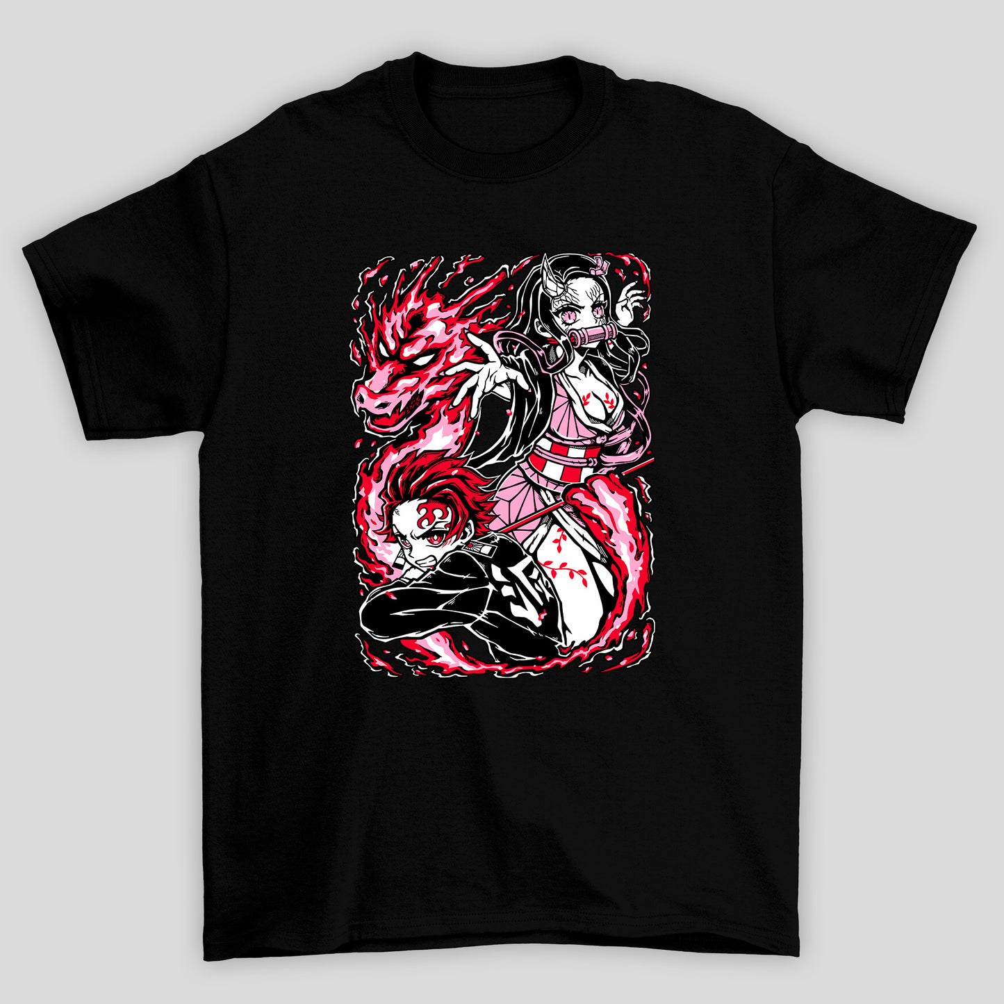 Camiseta Básica Unissex Nezuko Tanjiro Dragão