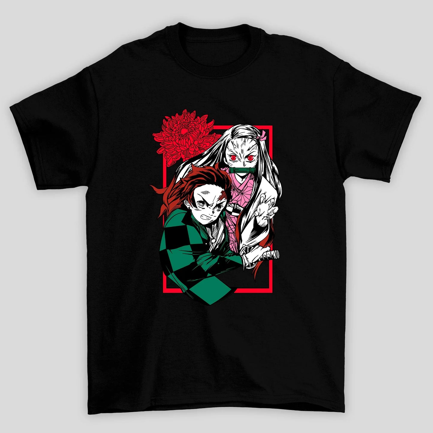 Camiseta Básica Unissex Demon Slayer Nezuko Tanjiro Flor