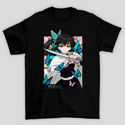 Camiseta Básica Unissex Demon Slayer Kanao Borboleta Kanji