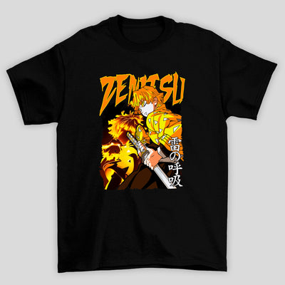 Camiseta Básica Unissex Demon Slayer Zenitsu Kanji