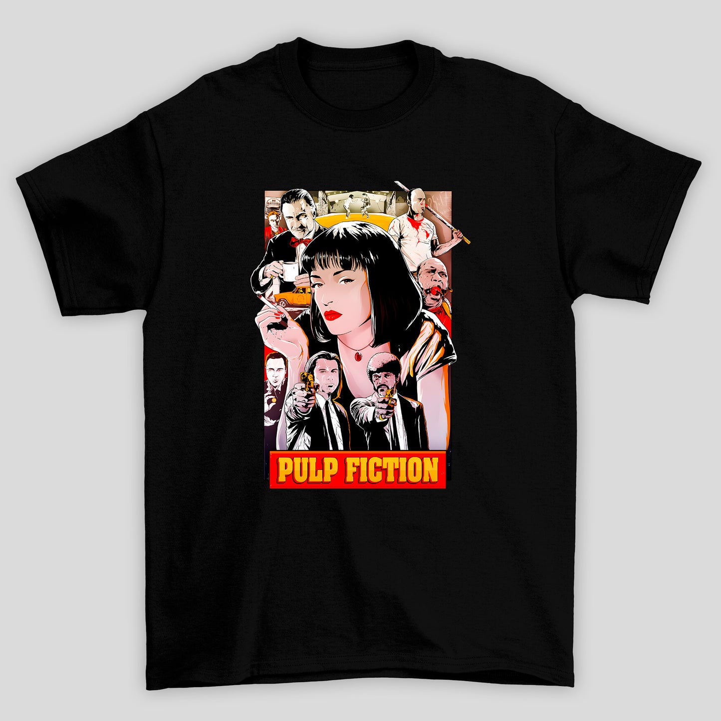 Camiseta Básica Unissex Arte Mia Personagens Pulp Fiction