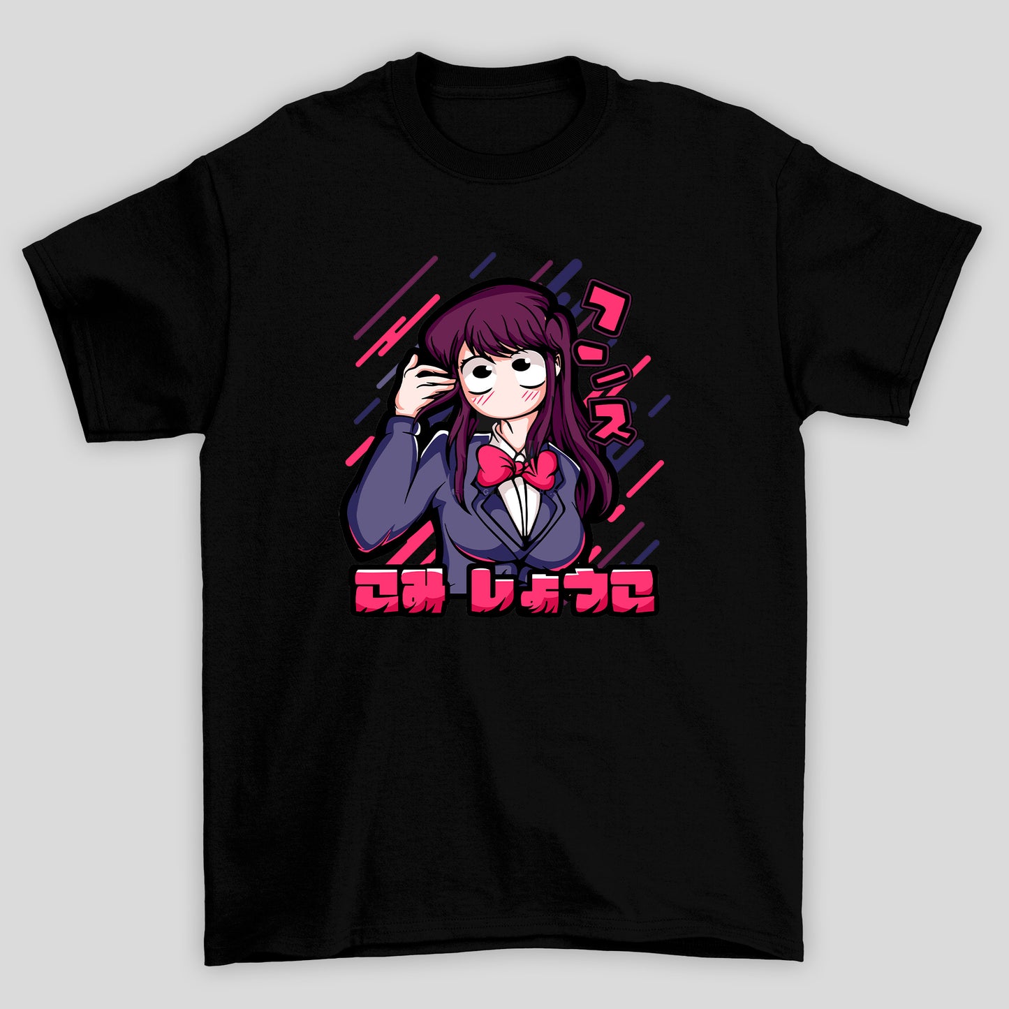 Camiseta Básico Unissex Komi Kanji Kawaii Komi Cants Communicate