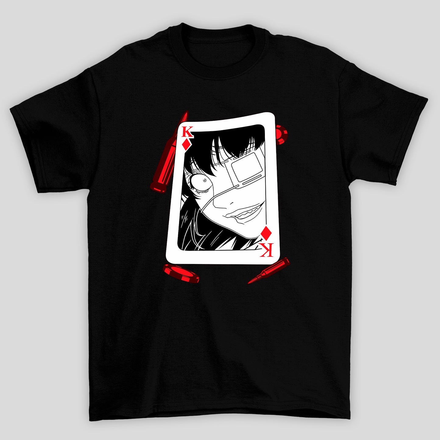 Camiseta Básica Unissex Midari Ikishima Balas Carta Kakegurui