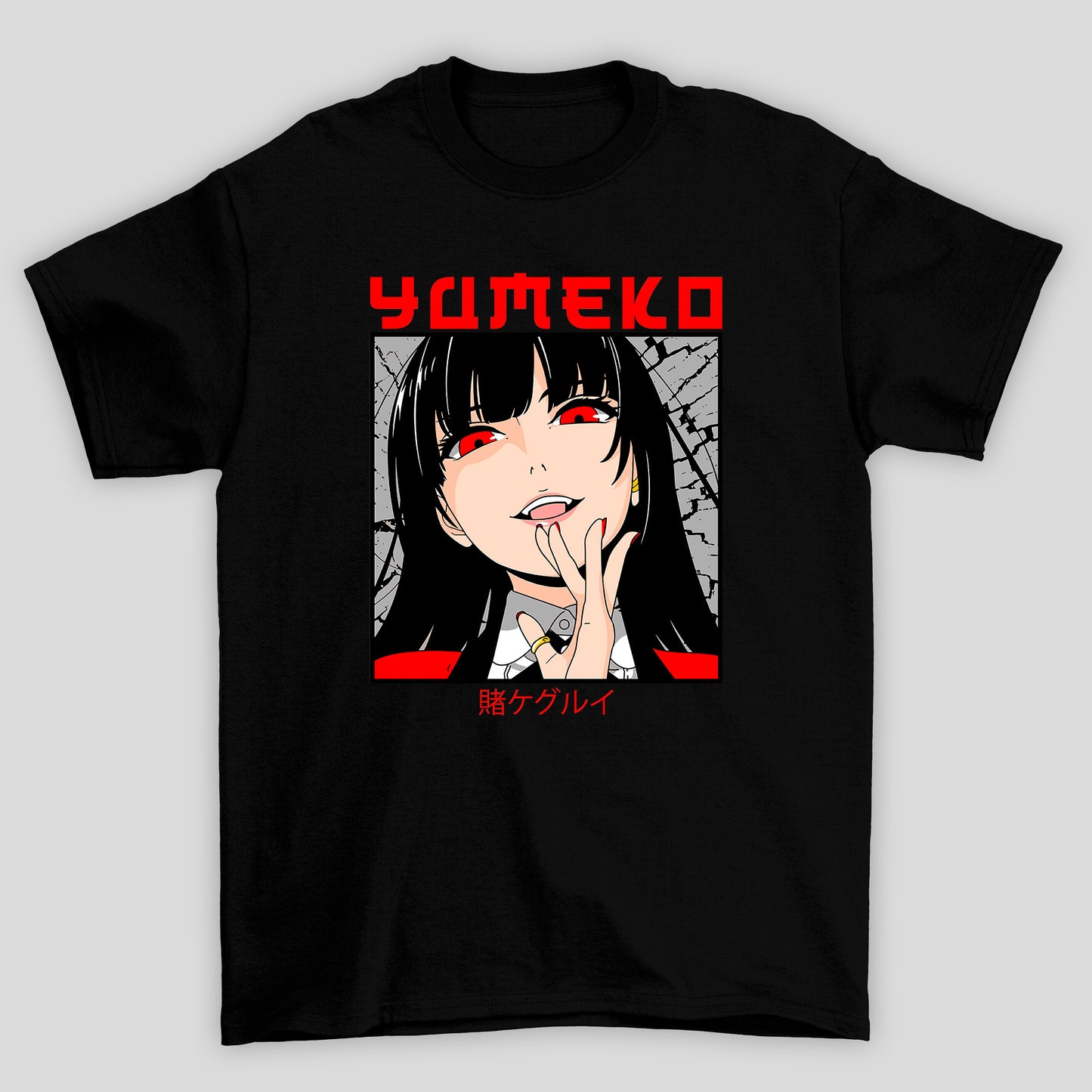 Camiseta Básica Unissex Yumeko Jabami Rosto Kanji Kakegurui
