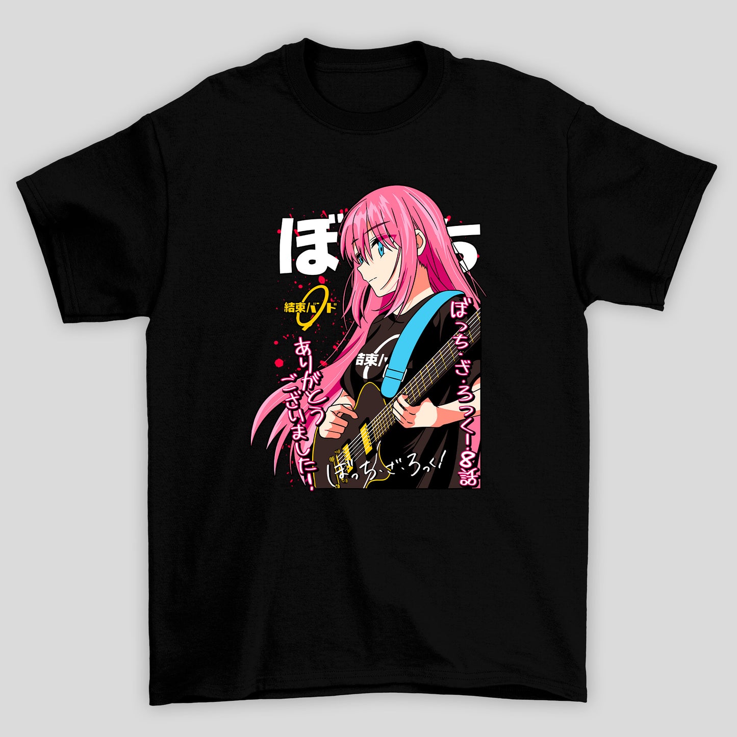 Camiseta Básica Unissex Gotou Guitarra Kanji Bocchi The Rock