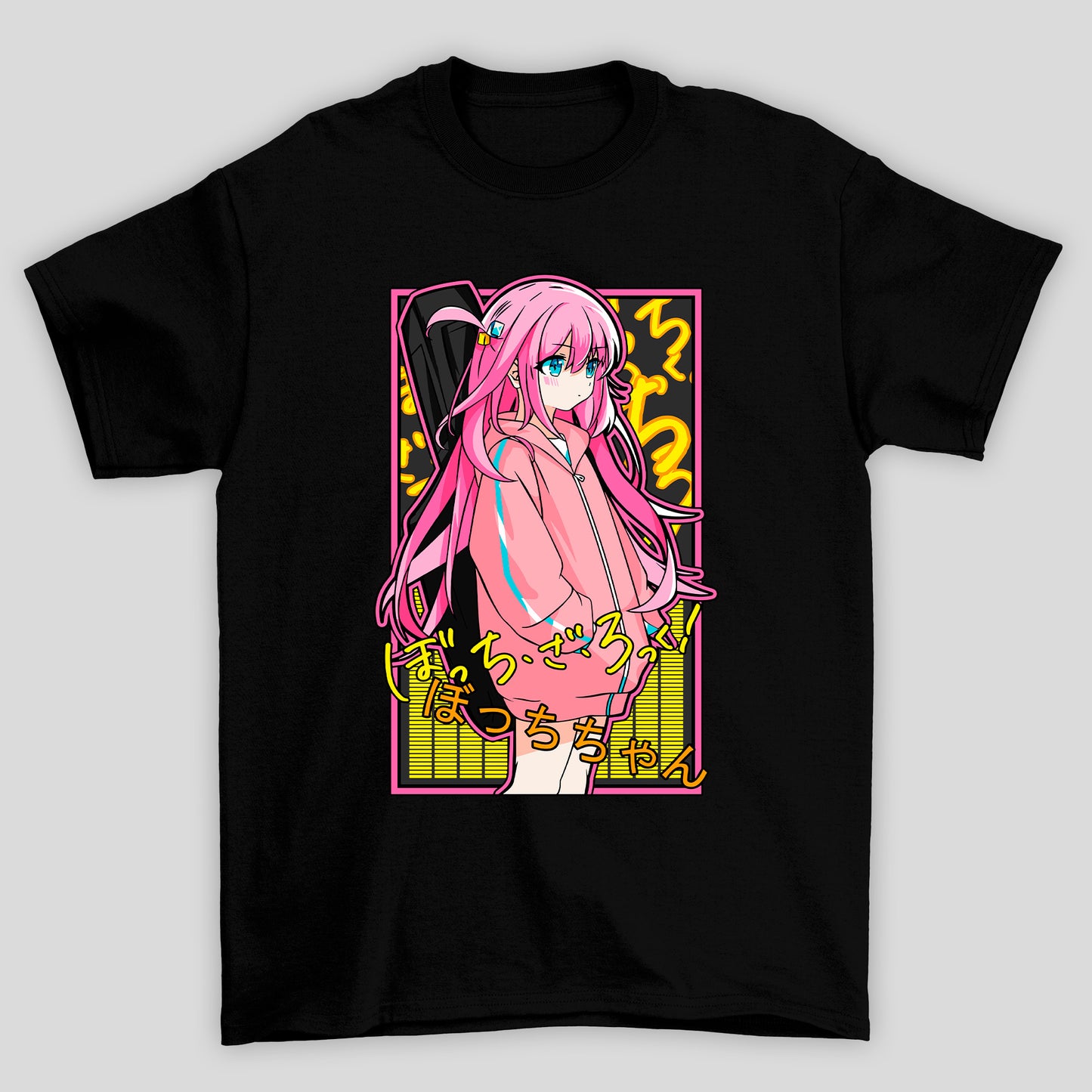 Camiseta Básica Unissex Gotou Kanji Guitarra Bocchi The Rock