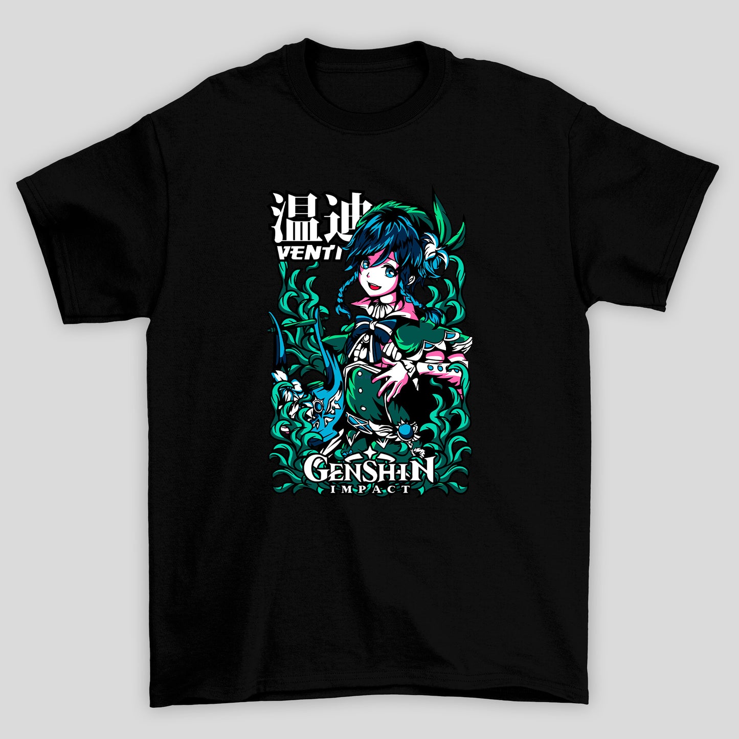 Camisetaa Básica Unissex Venti Kanji Genshin