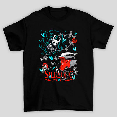 Camiseta Básica Unissex Hollow Knight Silksong Hornet Lutando