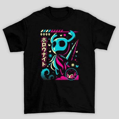 Camiseta Básica Unissex Hollow Knight Neon Kanji