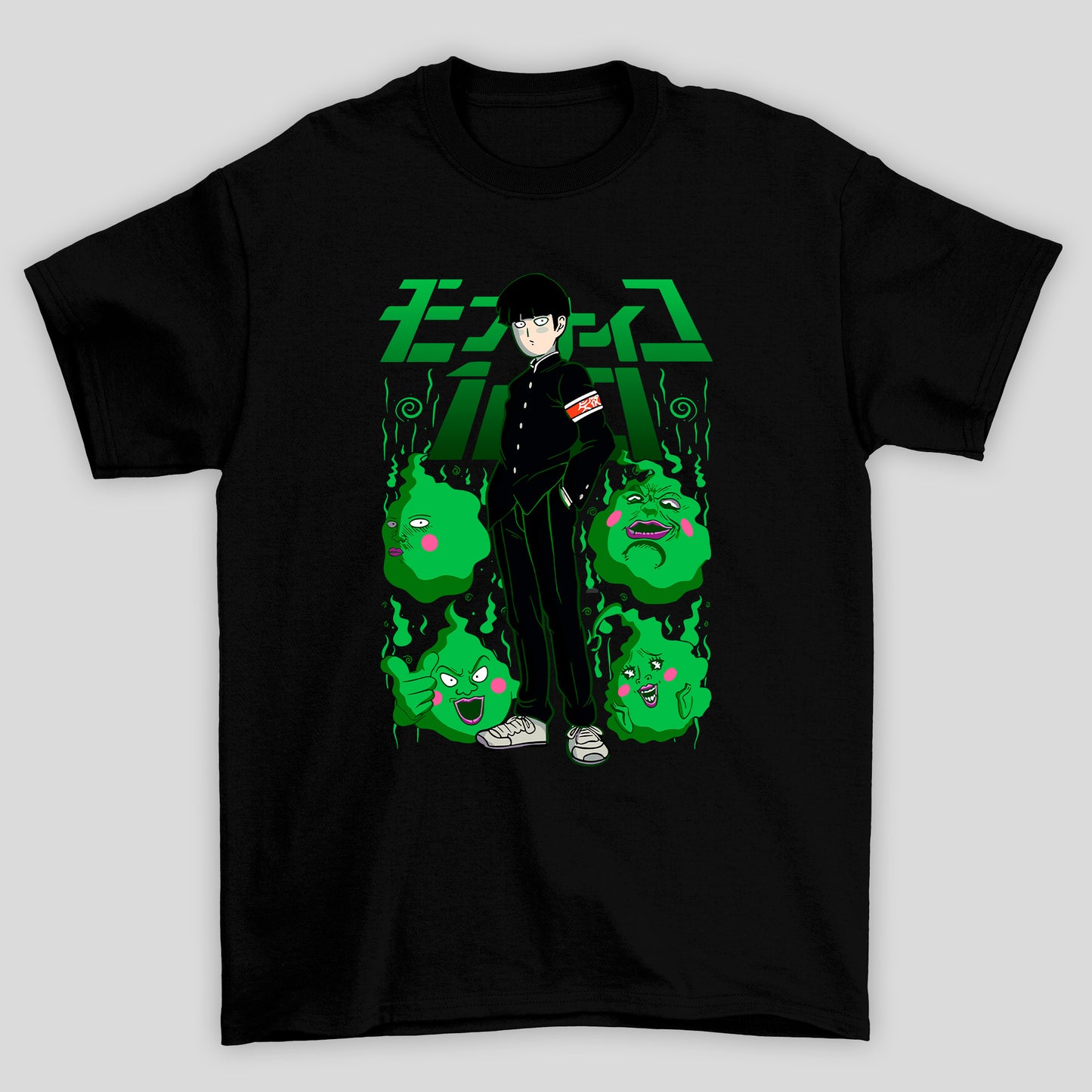 Camiseta Básica Unissex Shigeo Kageyama Fantasma Kanji Mob Psycho 100