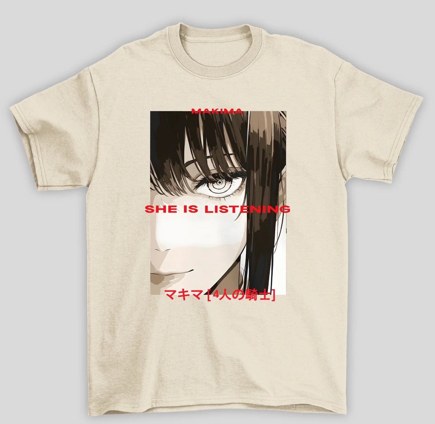 Camiseta Básica Unissex Chainsaw Man Makima She Is Listening