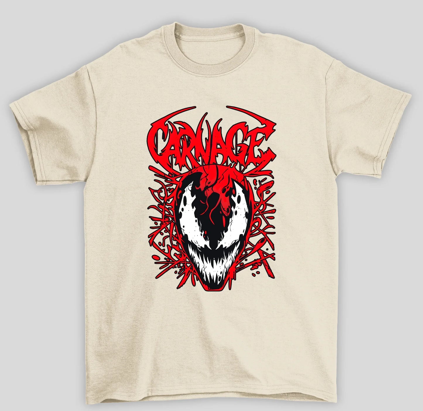 Camiseta Básica Unissex Venom Carnage- pérola