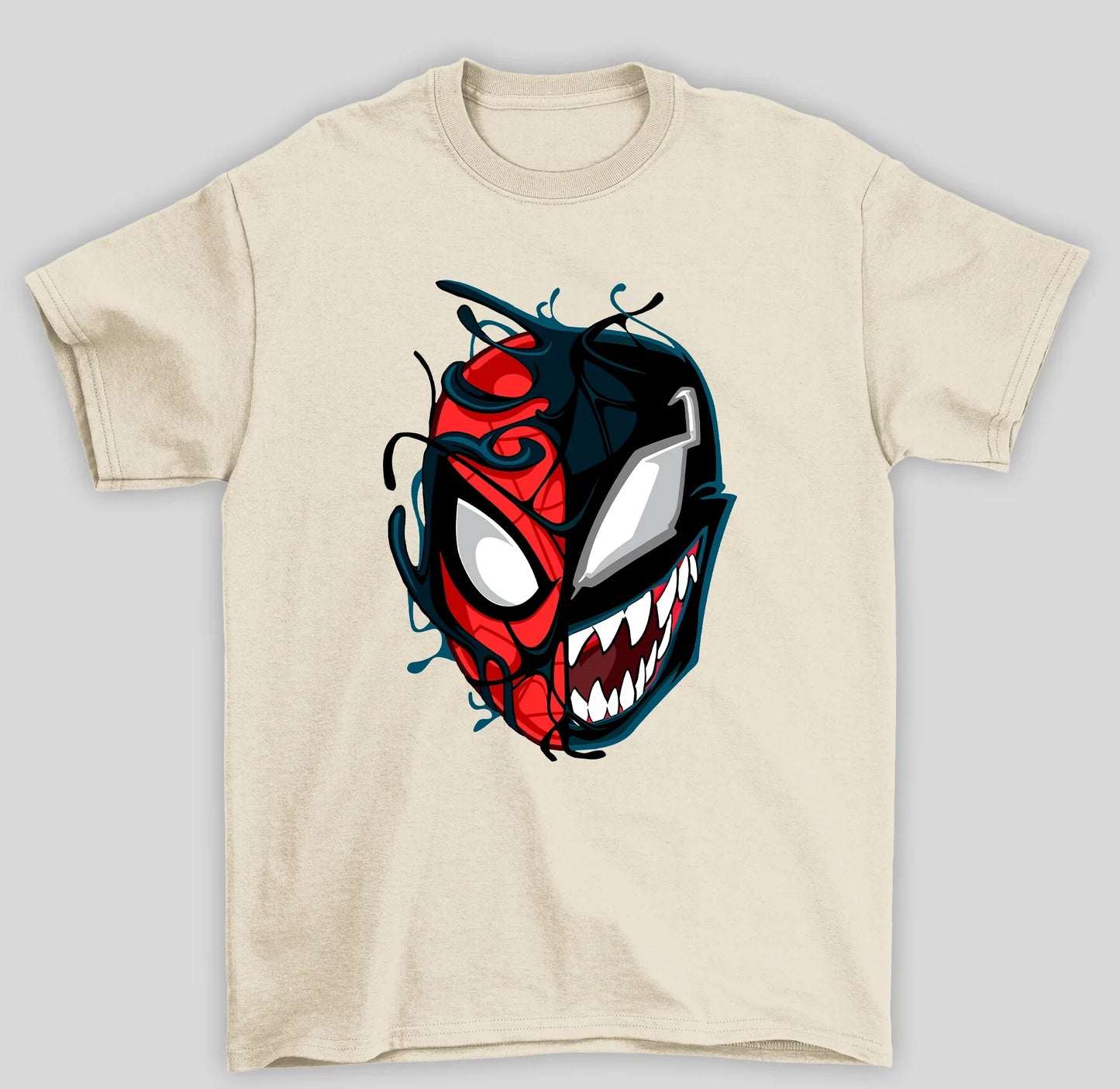 Camiseta Básica Unissex Venom & Homem Aranha- pérola