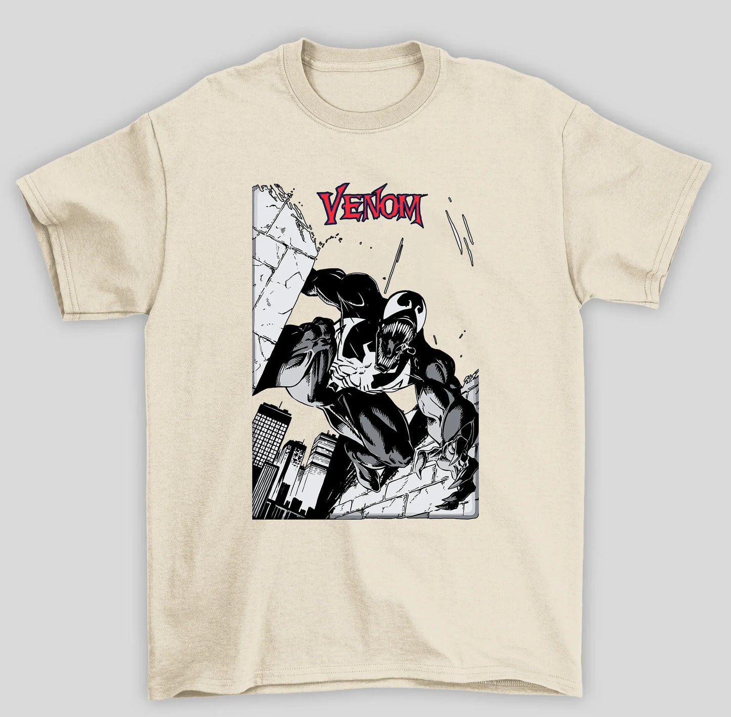 Camiseta Básica Unissex Venom HQ Cidade- pérola